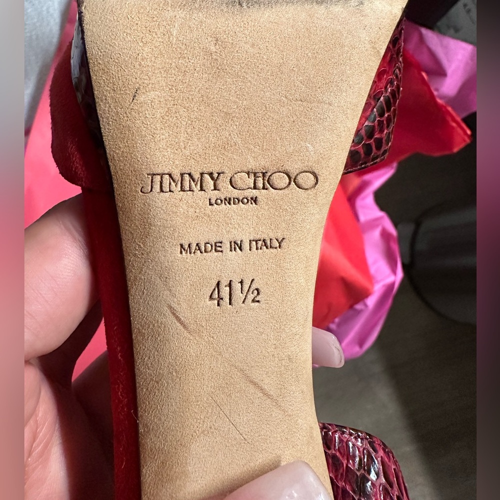 Jimmy Choo Red Snake Skin Heels 👠 - Picture 6 of 7